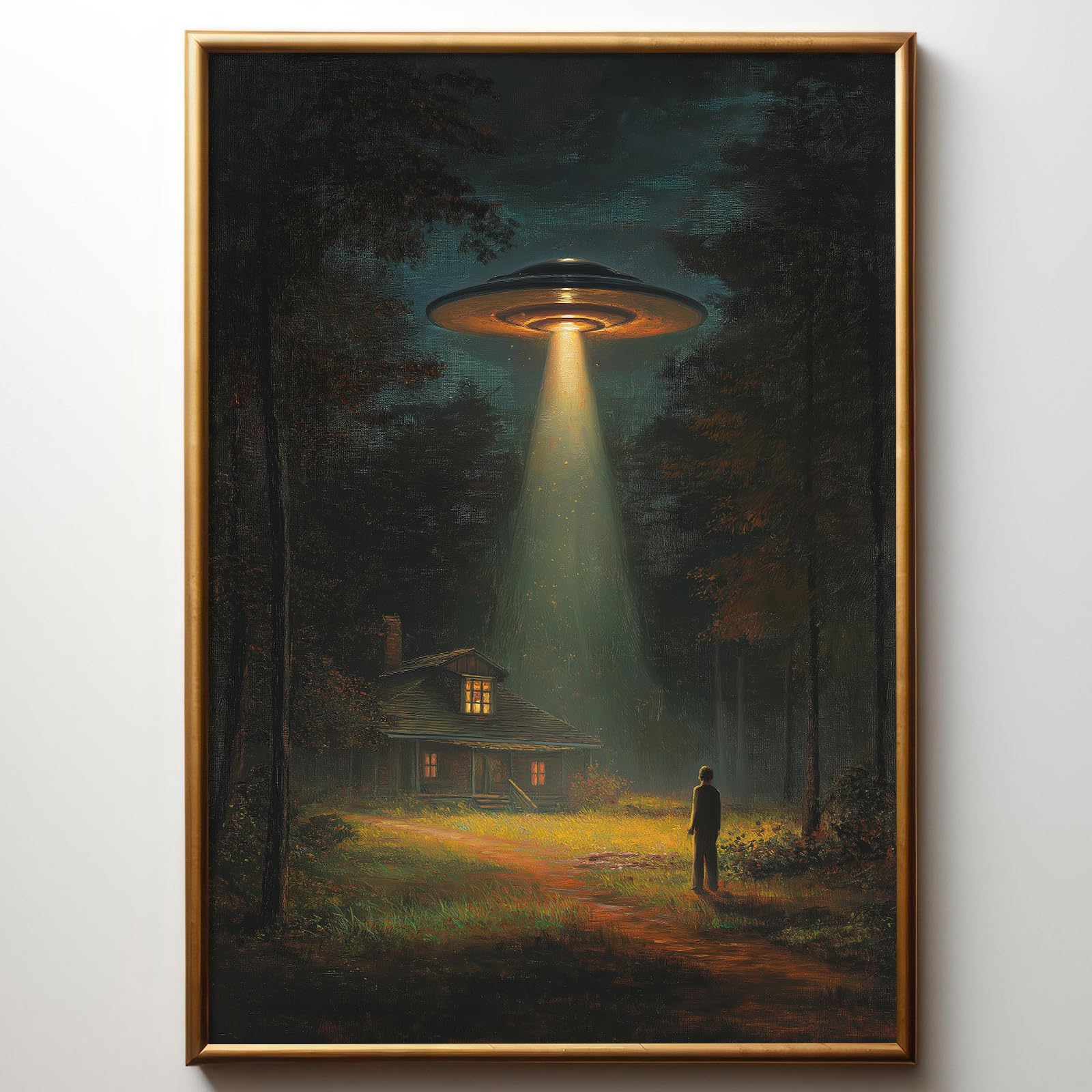 絵画 UFO Amazon.com: Retro Ufo Canvas Wall Art Alien Abduction Poster Ufo